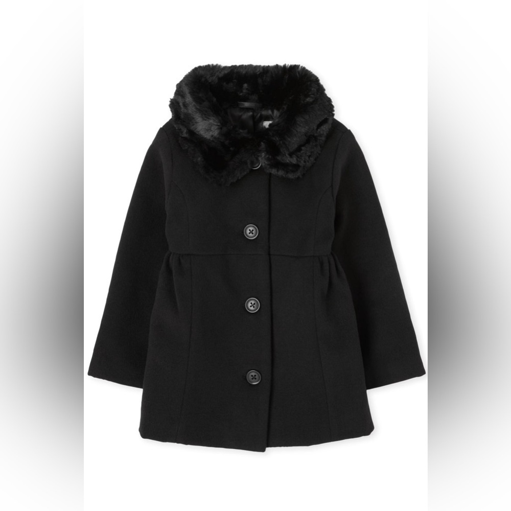 The Children’s Place - Black Faux Fur Collar Coat